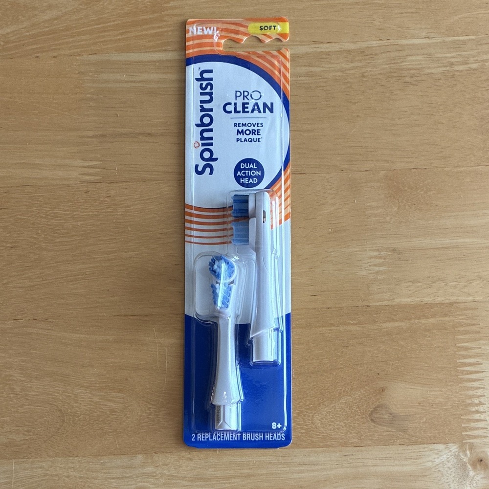 Spinbrush Pro Clean Rotating Replacement Toothbrush Heads Soft Color-Wear 2-Pack
